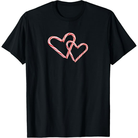 Exquisite and comfortable-Peppermint Candy Cane Interlocking Hearts Christmas Holiday T-Shirt