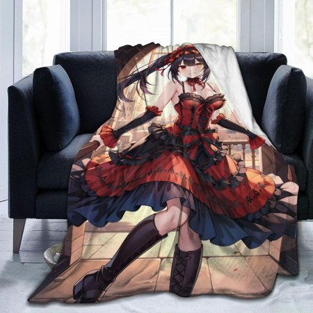 Date A Live Anime Tokisaki Kurumi Blankets Flannel Throw Blanket Soft Lightweight Travel Blanket Couch Office Gift for Adult Teen 60"x50"