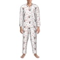 thumbnail image 3 of Yiaed Heart Panda Print Men’s Pajamas Set - Long Sleeve Button Down Sleep Shirt and Pajama Bottoms Sleepwear Set Mens Pjs Sets Men's Pajama Bottoms-, 3 of 7