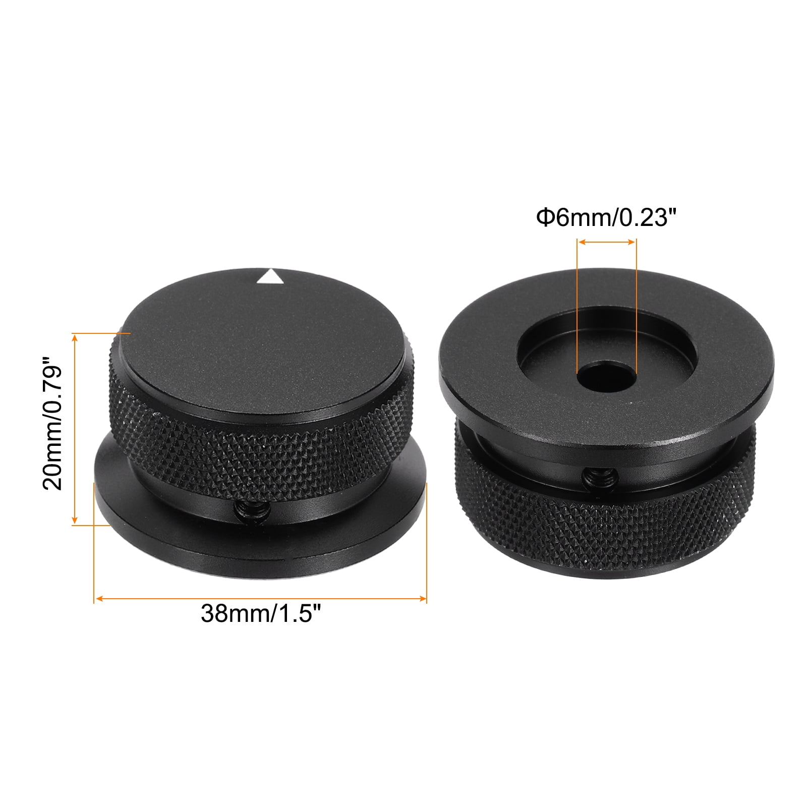 Uxcell 2 Pcs Aluminium Potentiometer Knobs, 1/4" (6mm) Universal Volume Tone Control Knobs with Arrow Indicator for Guitar, Bass, 13/16" Black