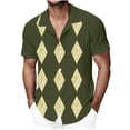 thumbnail image 2 of HAOTAGS Men's Short Sleeve Vintage Shirt, Cuban Collar Button Up Shirt Graphic Print Casual Summer Shirt Breathable Blouse Army Green L, 2 of 4