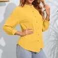thumbnail image 2 of AherBiu Fall Going out Tops for Women Button down V Neck Shirts Long Sleeve Solid Color Basic Blouse Shirt, 2 of 4