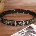 thumbnail image 5 of Hfppkn Metal Studded Punk Waist Belt PU Leather Rock Fashion Belt for Men Women Jeans 122cm Black, 5 of 7