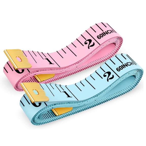Tape Measure, iBayam Soft Ruler 60-Inch Double-Sided Measuring Tape or Body Weight Loss Fabric Sewing Tailor Cloth Vinyl Measurement Craft Supplies, 2-Pack White, Blue