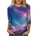 thumbnail image 1 of Htigea Tunique à Manches 3/4 pour Femmes, Col Rond, Décontractée, Douce et Confortable, Basique, Manches Trois-Quarts, Mode, Blouse Imprimée 3D, Soldes du Jour 03Multicolore m, 1 of 5