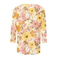 thumbnail image 5 of Axiiglly Plus Size Tops for Women 3/4 Sleeve Floral Printed T Shirts Casual Loose Crew Neck Shirts Summer Vacation Boho Beach Tee Shirts, 5 of 5