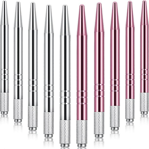Microblading Pens 10 Piece Manual Eyebrow Pens Microblade Pen Aluminum Microblading Hand Tools Light Manual Microblade Tool Microblade Holder for Make