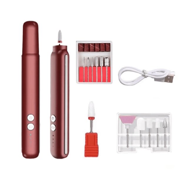 Lima De Uñas Eléctrica Roja, Lijadora De Lima De Uñas Profesional, Kit De Pedicura De Manicura Portátil Para Salón Y Hogar, Kit De Pedicura De Manicura Para Salón Y Hogar, Lijadora Inalámbrica