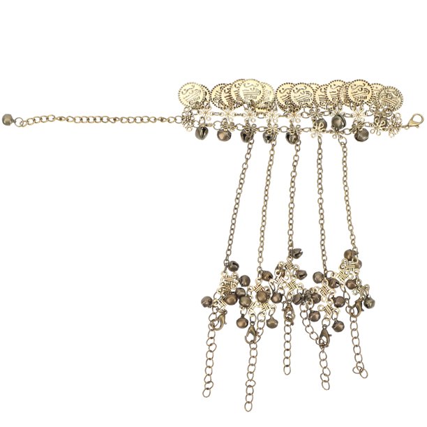KAKOWELY Delicada pulsera de anillo de baile de carnaval, pulsera vintage para mujer con cascabeles