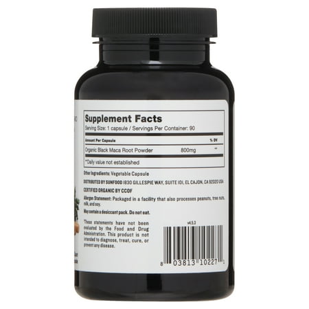 Sunfood Superfoods Black Maca Capsules, 90 Ct