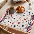 thumbnail image 3 of 4th of July Placemats Set of 8 Blue Red Striped Stars Independence Day Place Mats Indoor Wipeable Table Mats Washable Cloth Dining Table Placemats for Kitchen Holiday Party Home Decor 13x19 Inch, 3 of 9