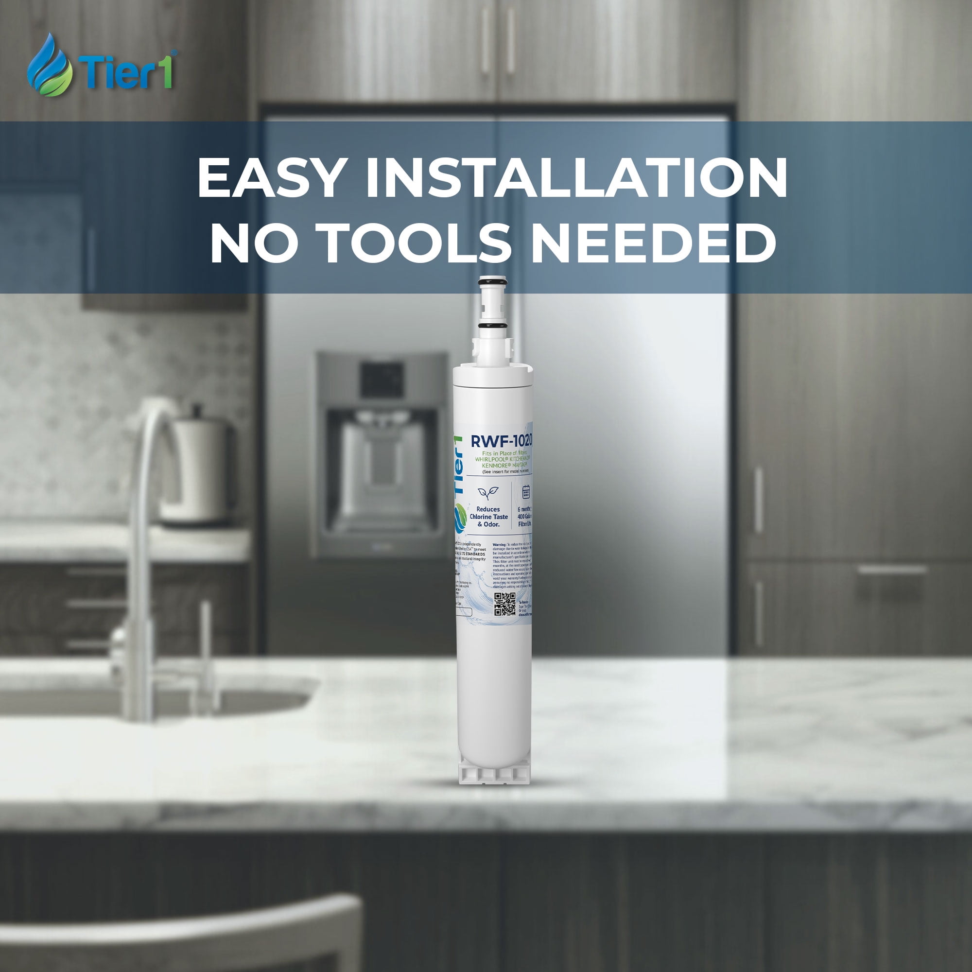 Tier1 RWF1020 4396508 Refrigerator Water Filter | Replacement for Whirlpool EDR5RXD1 & Kenmore 46-9010 | Fridge Filter - Up To 18 Months Supply | Odor Control | Great Tasting Water (3-pk)