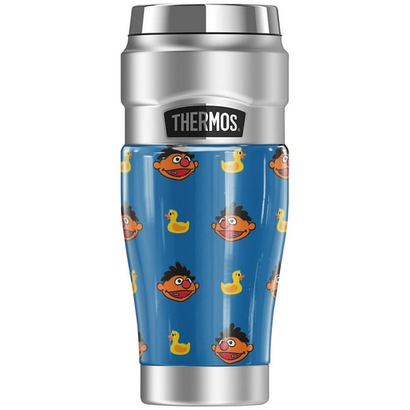 Sesame Street Ernie and Rubber Ducky Pattern THERMOS STAINLESS KING Stainless Steel Travel Tumbler, Vacuum insulated & Double Wall, 16oz
