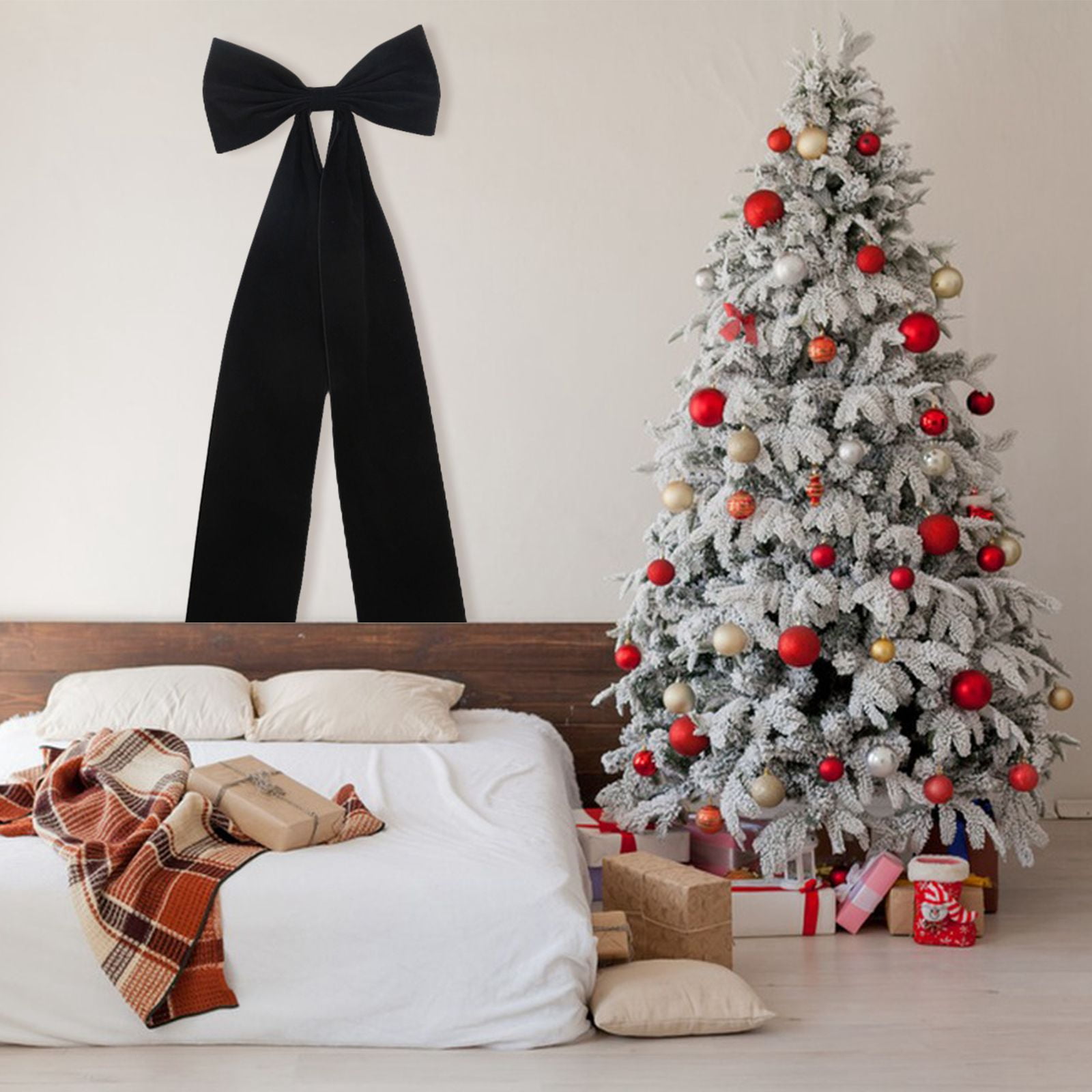 Christmas Tree Topper Bow - 20 x 70" Extra Large Velvet Bows with Long Streamers for Xmas Tree, Wreath, Wall, Holiday Home Decor, Wedding & Party Supplies