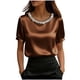 thumbnail image 3 of TaTaai Women's Office Casual Top Short Sleeve Round Neck Pearl Accent Solid Color Summer Blouse Professional Loose Fit Shirt Gift, 3 of 5