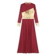 thumbnail image 5 of inhzoy Women Loose Full Length Praise Dance Dress Metallic Gold Liturgical Worship Lyrical Dancewear Burgundy L, 5 of 8