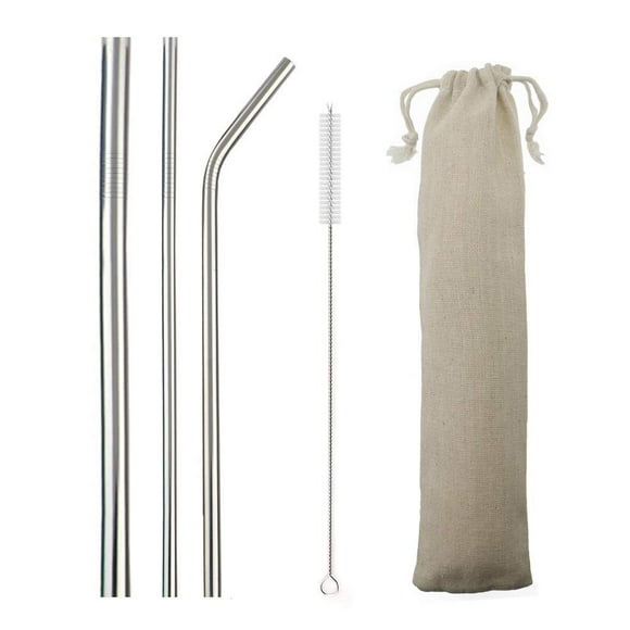 JANKNG 3 Pieces 304 Stainless Steel Metal Straws Set, 8.5 Inch Extra Wide Milkshake Bubble Reusable Drinking Straws for 20oz Tumblers Yeti Rumblers Cold Beverage, Silver