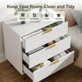 thumbnail image 5 of Garvee Modern White 3 Drawer Dresser – Stylish Wood Chest with Gold Handles, Large Storage Drawers, Elegant Organizer for Bedroom, Living Room, Entryway, 5 of 8
