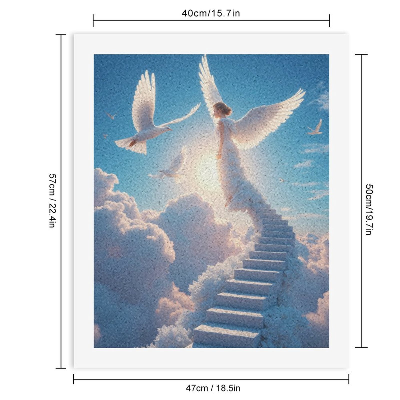 Paint By Numbers Kit for Adults Beginner - Angel Clouds Stairs Doves Sky DIY Canvas Painting Kits for Adults, Frameless Paint By Number for Adults for Home Wall Decor 16x20 Inch