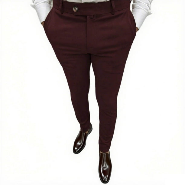 Pantalones largos para hombre, pantalones casuales formales de color liso, pantalones de negocios para hombre, pantalones de pie pequeño para hombre, pantalones de hombre