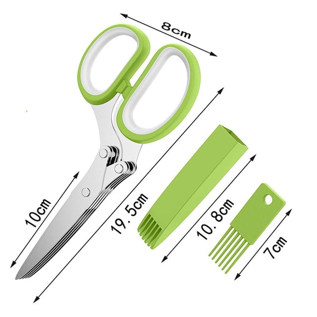 Cover Brush Leaf Peeler Scissors With 5 Blades Kitchen Gadgets Cutter Chopper And Mincer Multipurpose Kitchen Scissors With Cover Brush Leaf Peeler