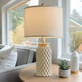 thumbnail image 6 of Oneach Farmhouse Ceramic Table Lamp Set of 2 for Living Room Bedroom 20.5" Modern Bedside Nightstand Lamps, 6 of 9
