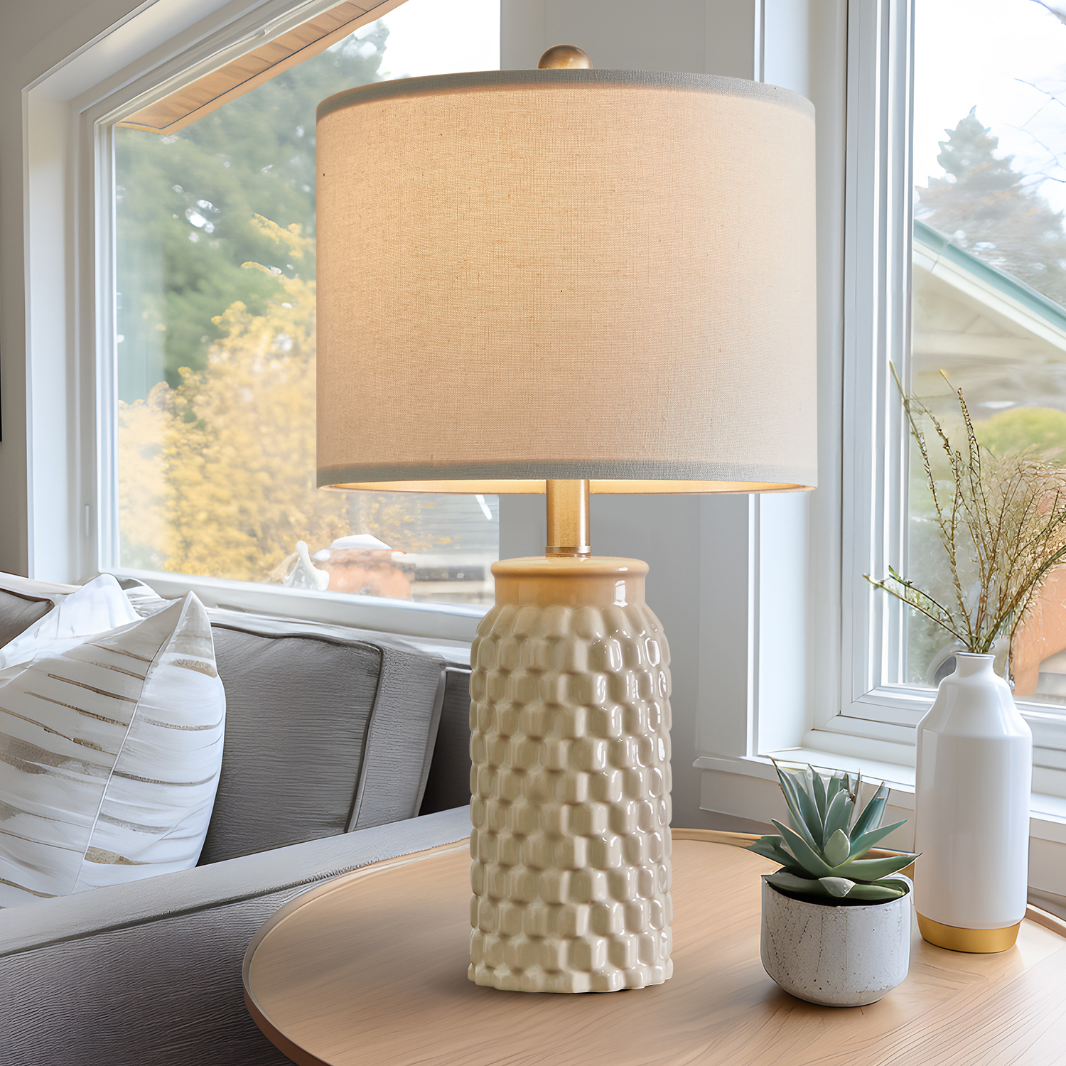 Oneach 20.5" Ceramic Table Lamps Set of 2, Modern Farmhouse photo 5
