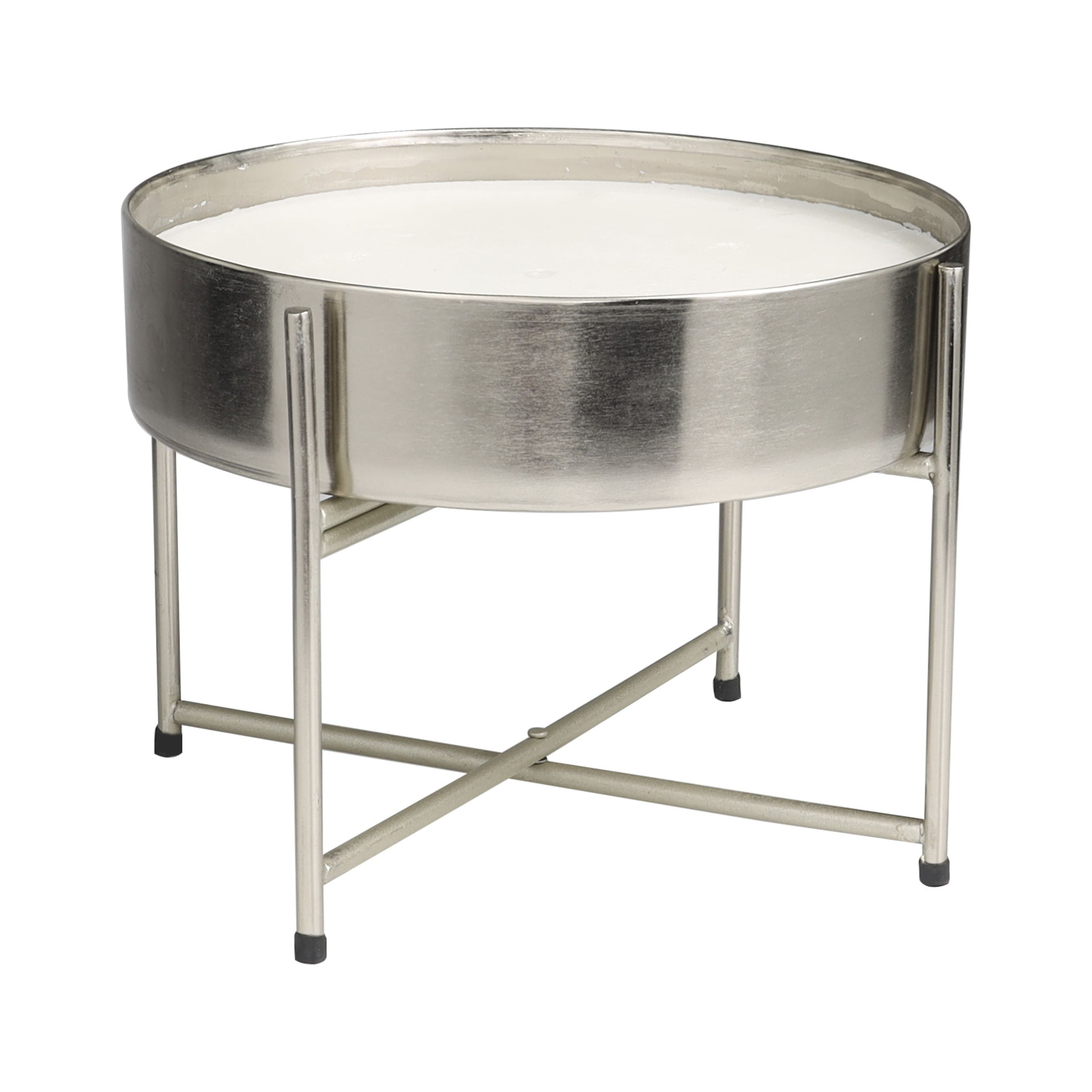 CosmoLiving by Cosmopolitan Silver Metal Sweet Bamboo Scented Wide 110 oz 5 Wick Candle with White Wax