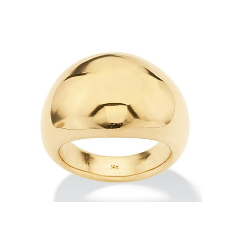 - PalmBeach Jewelry Polished 14k Yellow Gold Nano Diamond Resin Filled Dome Ring