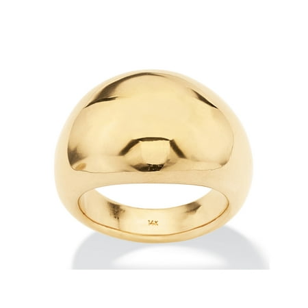 PalmBeach Jewelry 14k Gold Dome Ring Nano Diamond Resin Filled