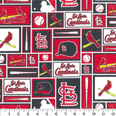 MLB St. Louis Cardinals 58 100% Cotton Sports Logo Craft Fabric By the Yard Multi-color