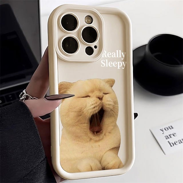 Funny Cute Cat Animal Case For iPhone 15 Pro Max Case iPhone 11 12 13 14 Pro Max X XR XS Max 7 8 15 Plus Camera Protection Cover