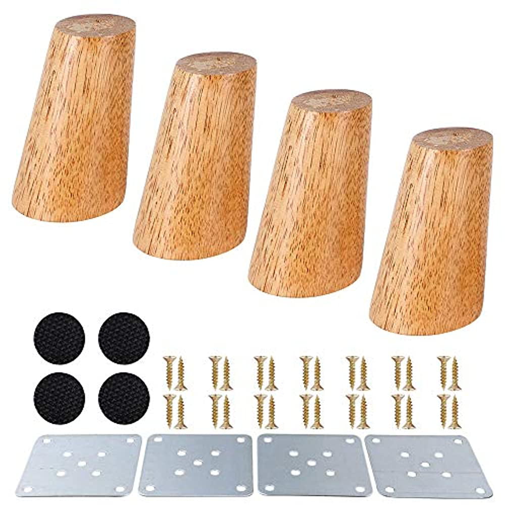 BLACK WOODEN FURNITURE LEGS WITH FREE M8 FITTING 100mm X 60mm IN 12,16 & 20 SET 