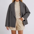thumbnail image 2 of DHFJKG Womens Crop Pea Coat Jacket Shawl Collar Solid Color Casual Cropped Outerwear Lightweight Fall Winter Versatile Coat, 2 of 4