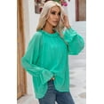 thumbnail image 4 of Women's Green Striking Pleated Flared Cuff Long Sleeve Blouse, 4 of 5