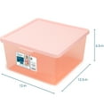 thumbnail image 3 of Your Zone Kids Medium Tinted Clear Plastic Stacking Storage Bin with Lid, Pink, 12 in x 12.4 in x 6.3 in, 3 of 8