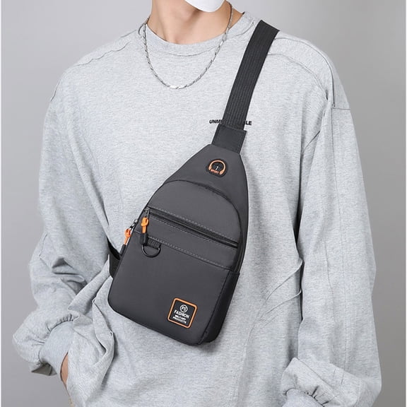 Miluxas Mini Sling Bag for Men Women, Small Crossbody Casual Utility Chest Phone Bag for Travel Workout Gray Free Size