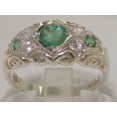 thumbnail image 2 of LBG 925 Sterling Silver Natural Emerald and Diamond Womens Band Ring - size 4.75, 2 of 6
