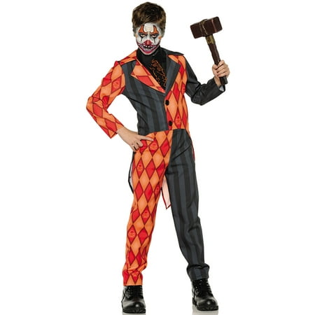 Evil Clown Tuxedo Boys Orange Black Scary Jester Halloween Costume