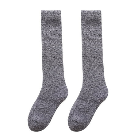

Women Coral Fleece Calf Socks Warm Thickening Plus Velvet Autumn And Winter Solid Color Stockings Thigh High No Run Stockings