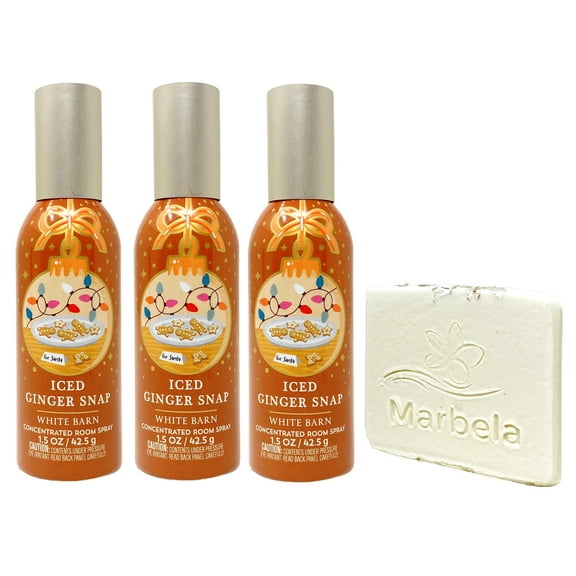 Bath & Body Works Iced Ginger Snap Concentrated Room Spray 3 Pack with a Natural Oats Sample Soap