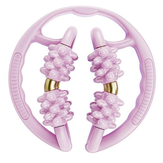Colaxi Rouleau de Massage Pince de Jambe Circulaire 8 Roues Entraînement Physique Sculpture du Corps Outil de Massage des Jambes Rouleau Musculaire pour Sports Mollet Cuisses Femmes Rose