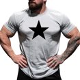 thumbnail image 1 of TSADFHJI T-Shirts Graphiques pour Hommes Adulte Hiver Imprimé Étoile Mode Simple Manches Courtes Col Rond T-Shirt L Gris Foncé, 1 of 4