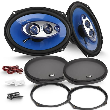 Four-Way Sound Speaker System - Pair 7x10'' Four-Way Quadriaxial Loud Audio, Non-fatiguing Butyl Rubber Surround, 500W w/ 4Ohm Impedance & 3/4'' Piezo Tweeter for Car Component Stereo - Pyle PL714BL
