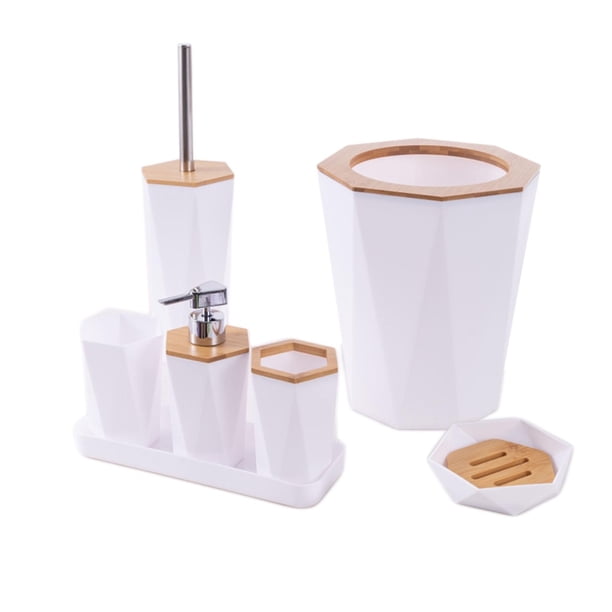 Juego de accesorios de baño Juego completo de accesorios de baño Jabonera Vaso para cepillo de dientes Blanco