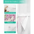 thumbnail image 3 of No Hook Shower Curtain with Snap in Liner, Pink Flower Butterfly Spring Floral Watercolor Retro Linen Shower Curtains for Bathroom, Washable Shower Curtain Liner Set with Mesh Top Window, 72"x72", 3 of 6