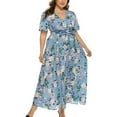 thumbnail image 4 of SMihono Robe Maxi Bohème d'Été pour Femmes Grande Taille Robe Longue à Manches Longues Épaules Dénudées en Chiffon Irrégulier Robe de Plage, 4 of 6