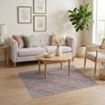 thumbnail image 3 of ODIKA 4'x6' Pink Pastel Lavender Geometric Design Washable Area Rug Elegant Floral Motif with Classic Symmetry Non-Slip, Chair-Friendly, Flatwoven for Home Office, Under Desk, 3 of 7