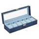 thumbnail image 2 of Caja de almacenamiento para relojes, estuche expositor con almohadillas extraíbles y soporte para reloj de pulsera. Azul, 2 of 9