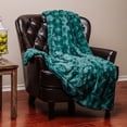 thumbnail image 5 of Chanasya Fur Throw Blanket for Bed Couch Chair Daybed - Soft Wave Embossed Pattern - Warm Elegant Cozy Fuzzy Fluffy Faux Fur Plush Suitable for Fall Winter Summer Spring (50" x 65") - Aqua Blanket, 5 of 7